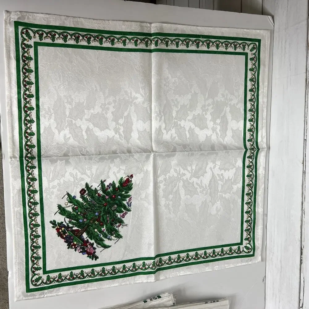 Spode Christmas Tree Tablecloth Placemats Napkins Set Holiday Table Linens Decor